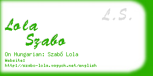 lola szabo business card